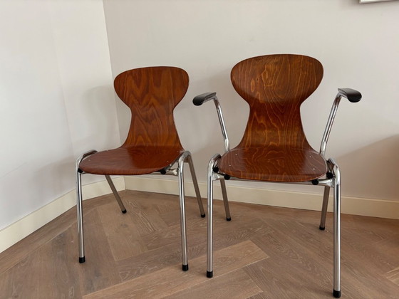 Image 1 of 7 chaises empilables au design industriel Eromes Pagholz