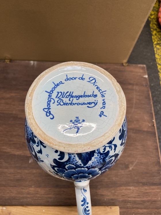 Image 1 of Stein da birra blu Delft con coperchio in peltro