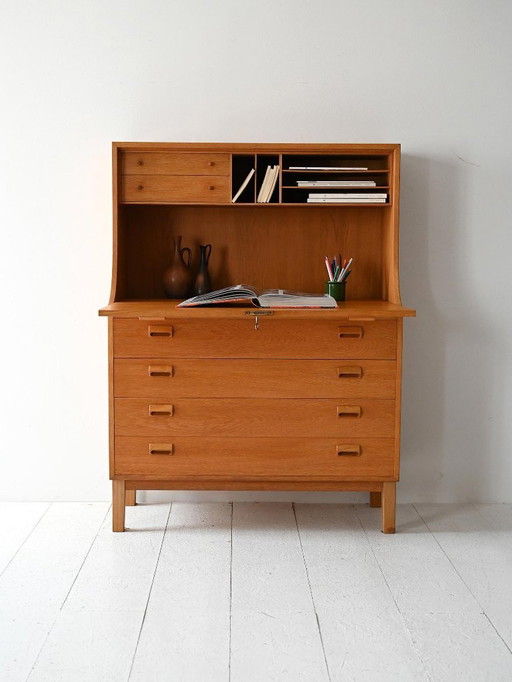 Secretaire in quercia degli anni '60 di Børge Mogensen per Søborg Møbler