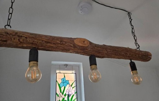 Lampada a sospensione unica realizzata a mano a forma di tronco d'albero - 3 punti luce