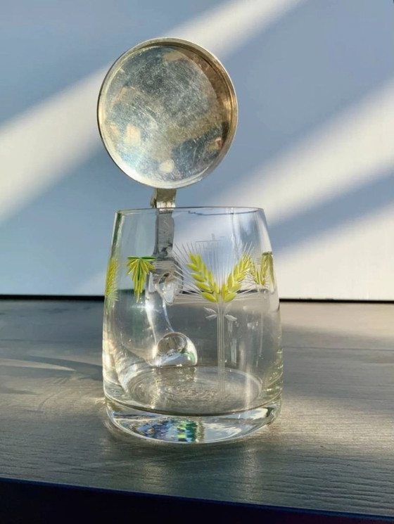 Image 1 of Boccale da birra antico con coperchio in peltro e smalto dipinto a mano (0,4 l)