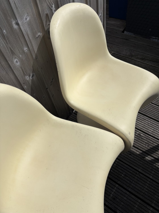 Image 1 of Sedie sintetiche color crema nello stile di Vitra Panton