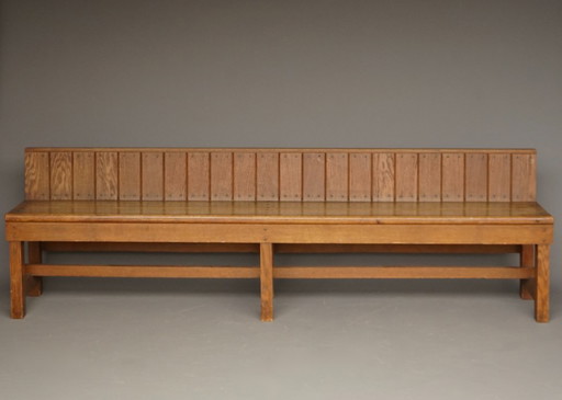 Banc traditionnel hollandais en chêne, style école de Delft, années 1920