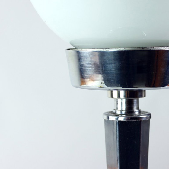 Image 1 of Art Deco Table Lamp In Chrome And Glass, Czechoslovakia 1940s