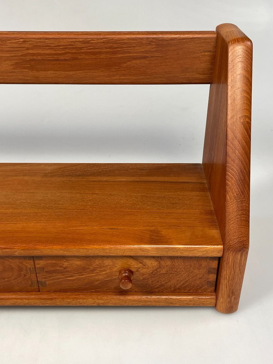 Image 1 of Vintage Wall Shelf With Drawers, Dyrlund, Solid Teak, Denmark 1970's