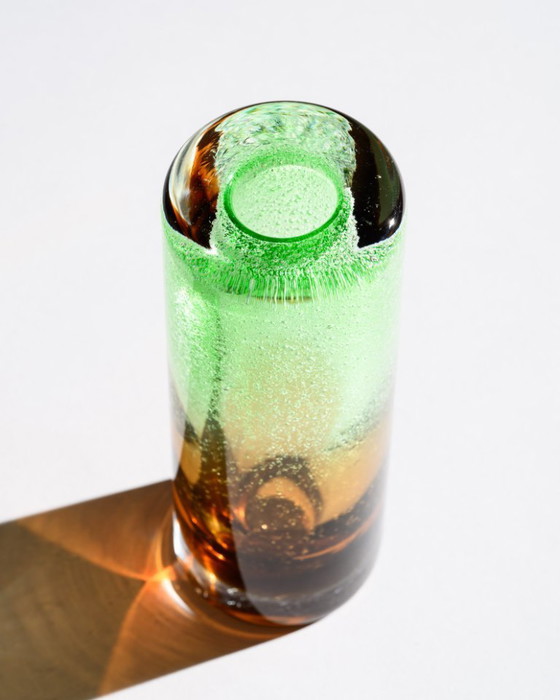 Image 1 of Jan Beranek rode kernvaas 1959 & Vizner-stijl Tsjechisch glazen duo vintage sculptuur