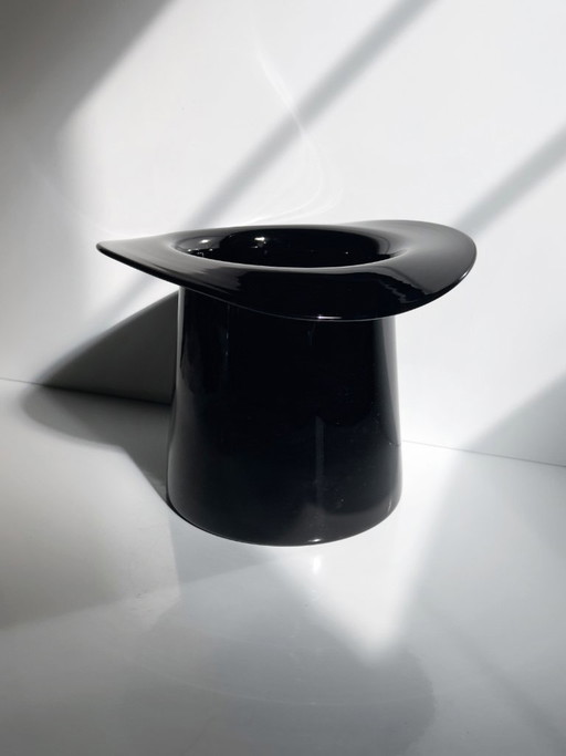 Vintage Schwarze Glasvase In Zylinderform, Postmodern / Art Deco Revival, 1980er Jahre – vazen (photo 2 of 5)