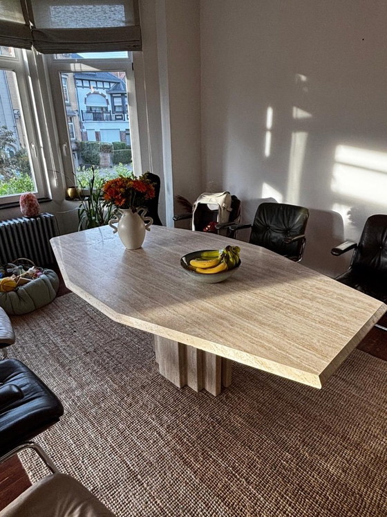 Vintage travertijnen tafel 200x100 cm – Eettafels, Stone, Travertin (photo 3 of 5)