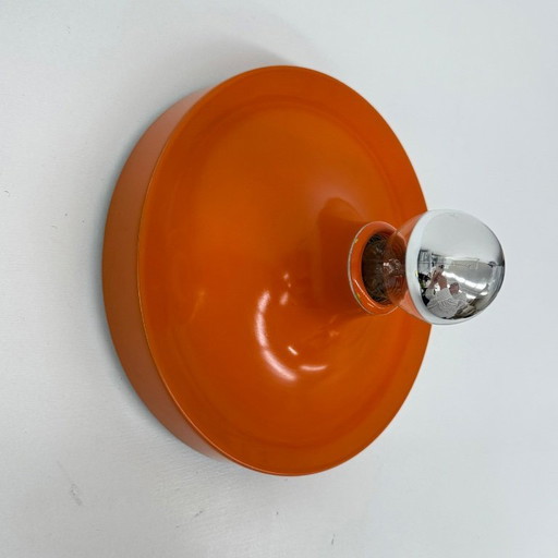 Mid-century design honsel orange space age disc lamp , 1970s attributed to Charlotte Perriand for les arcs