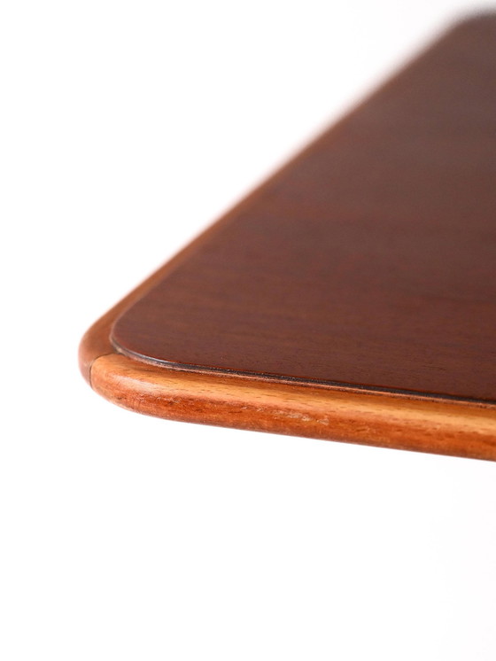 Image 1 of Tavolo da bar in mogano con base in acciaio e stelo intagliato