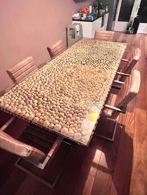 Goossens Esstisch 105x245cm + 6 Lederstühle