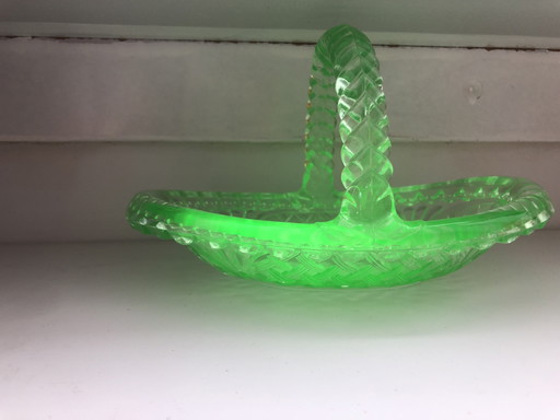 Old Uranium Glass Bowl Anna-Green Glass