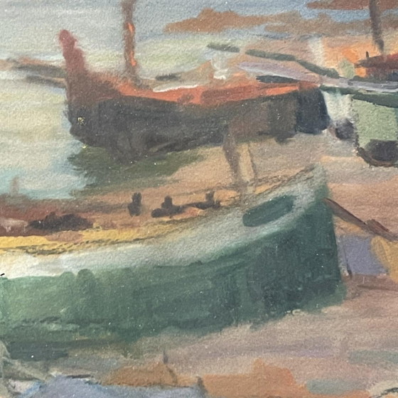 Jules Van De Leene, Stranded Boats, Gouache, 1920s – Paintings & Drawings (photo 7 of 12)