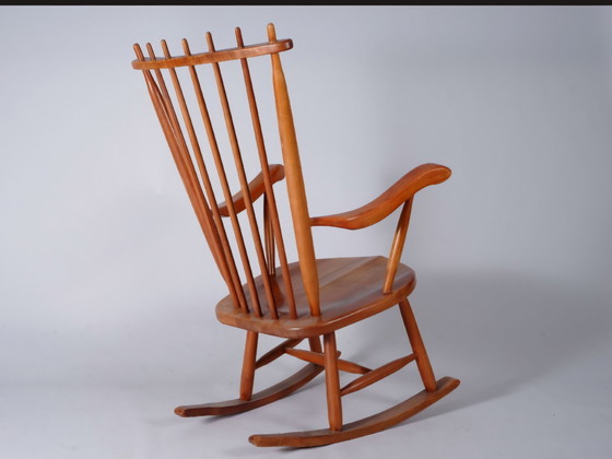 Image 1 of Highback Rocking Chair – De Ster Geldermalsen Vintage spijlen Schommelstoel