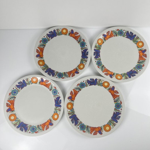 Juego de 4 platos llanos Villeroy & Boch "Acapulco", 1960, segunda elección