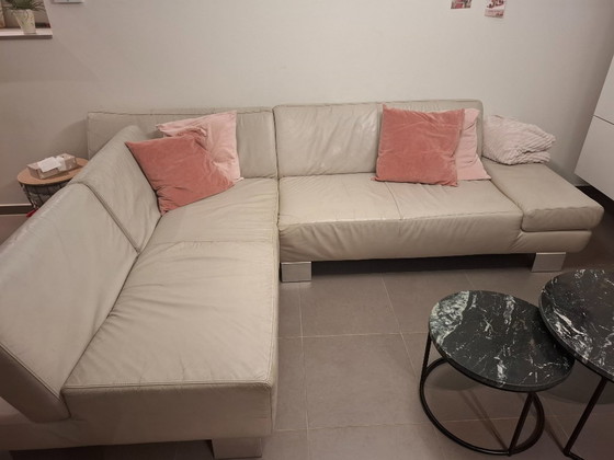 Image 1 of Ecksofa aus beigem Leder