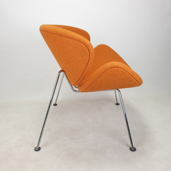 Image 1 of Vintage fauteuil in oranje plak en verchroomd metaal van Pierre Paulin voor Artifort, 1980