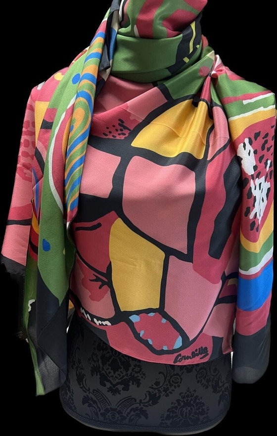 Image 1 of Guillaume Corneille Bain De Soleil Grand Carré De Soie Soieries Brochier 140x140 CM