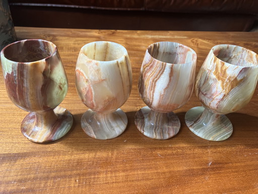 4 atemberaubende Onyx-Weingläser! – glazen karaffen, Stone
