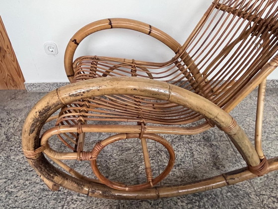 Sedia a dondolo vintage in bambù massiccio di Franco Albini per veranda o terrazzo, Italia, Mid Century, (photo 13 of 15)