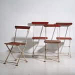 Antique red garden folding chairs (c.1920). Set of 4 pieces – Garden chairs, Wood, Iron (photo 6 of 40)
