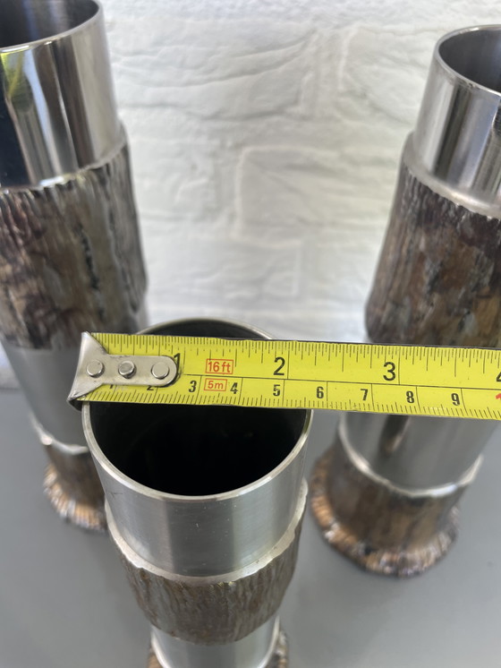 Image 1 of Satz von 3 brutalistischen Metallen aus Duitsland aus den Jahren 60/70