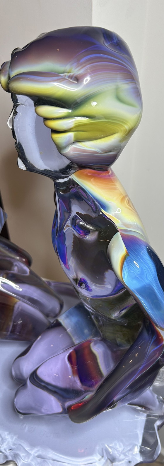 Image 1 of Rare sculpture en verre de Murano Loredano Rosin – Calcedonia « Amoureux » – Signée