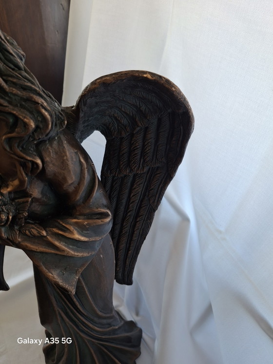 Image 1 of Angelo in bronzo di alta qualità "Amena" Elegante statua da giardino Oggetto decorativo (60 cm, 11 kg)