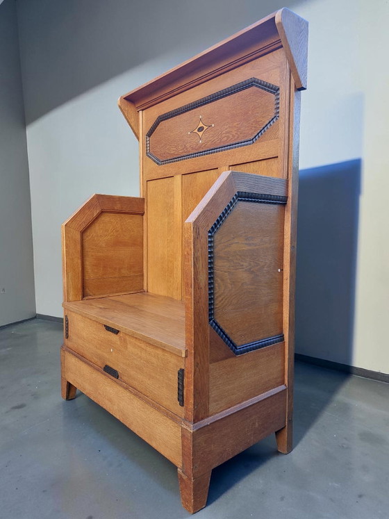 Image 1 of Banco escolar de Ámsterdam, banco de pasillo, estilo Art Déco