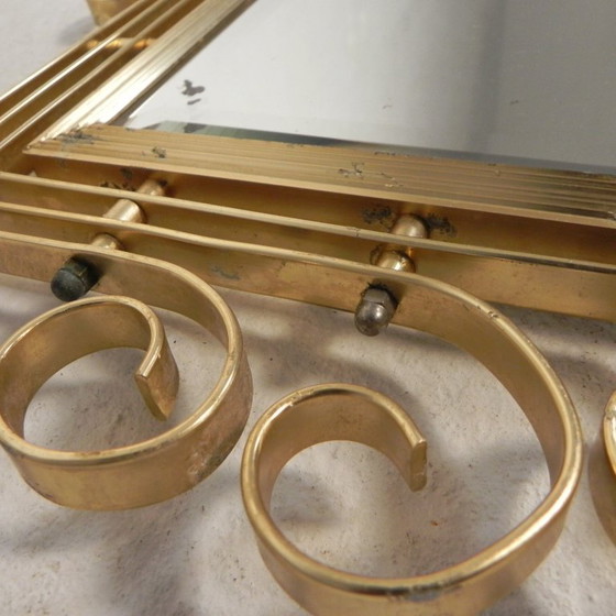 Image 1 of Vintage geslepen spiegel in aluminium frame, jaren 50