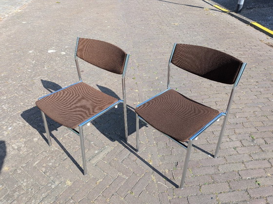 Image 1 of Set van 2 Vintage Gijs van der Sluis Eetkamerstoelen – Jaren 70 Dutch Design