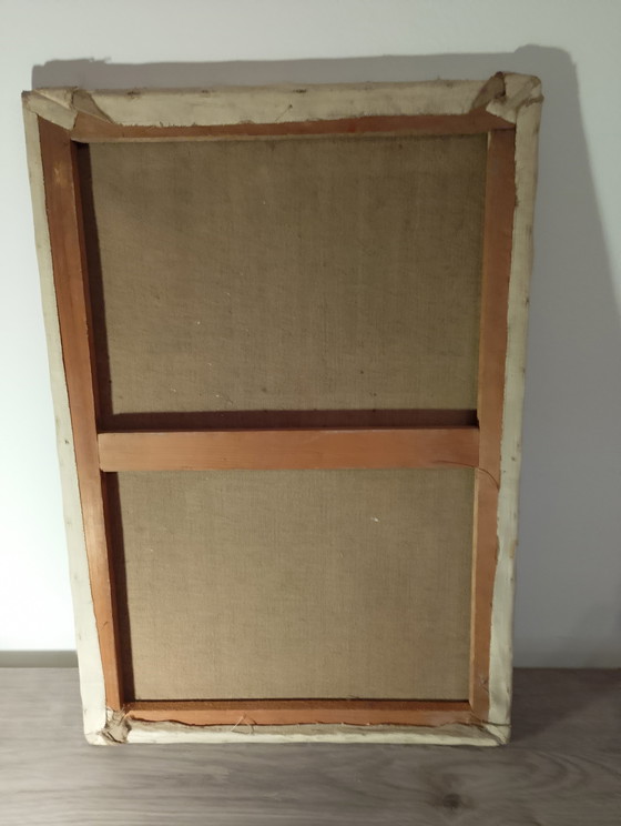 Image 1 of Neo-Cubist oil portrait on canvas, signed Calezis, Provençal school, Aubagne, Marseille, France, 1970