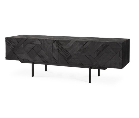 Mueble para TV Ethnicraft de teca con diseño gráfico. – Muebles TV, Wood (photo 4 of 5)