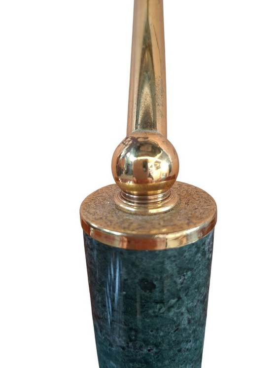 Image 1 of Vintage Desk Lamp in Green Marble and Brass, One-of-a-kind, Handcrafted, 1980s
