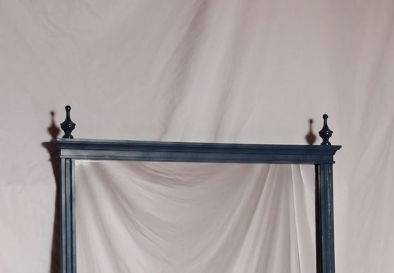 Restored Vintage Mirror in Navy Blue, Louis XVI Style – Wood (photo 3 of 5)