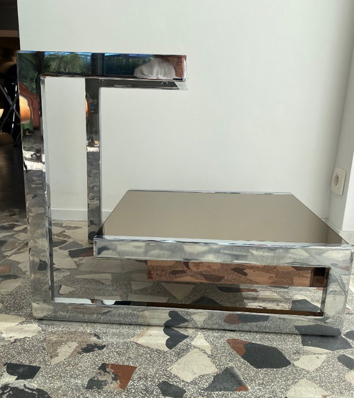 Pair of Vintage Bedside Tables – bijzettafels, Chrome, Other