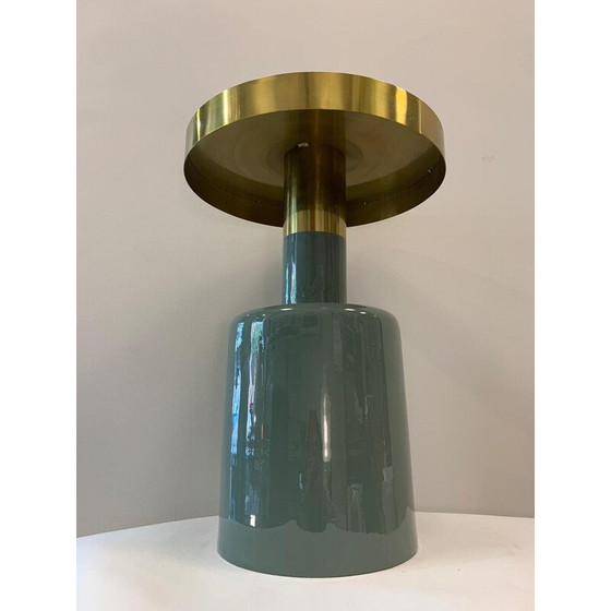 Image 1 of Vintage side table in glossy jade and gold color
