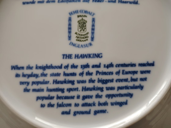 Image 1 of Le Falkenbeize Schumann Arzberg Bavaria Véritable cobalt Vintage Plat en porcelaine Assiette Objet de vitrine