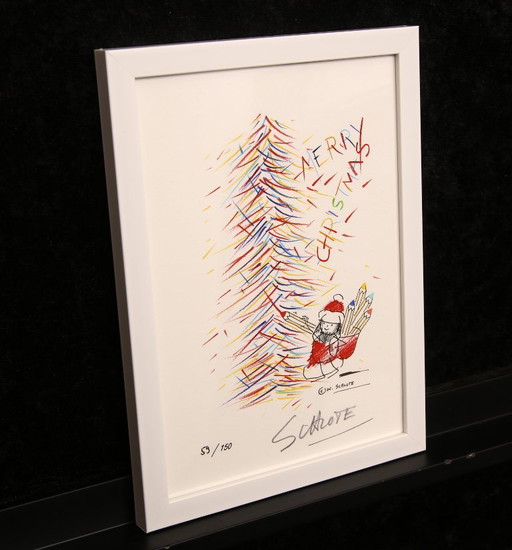 Schlote, Wilhelm - Merry Christmas - Giclee - signed by hand - framed