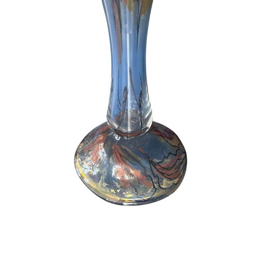 Vase en verre d'art signé - Vera Walther, vers 1980