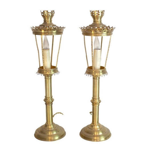 Par de lámparas candelabros de latón - años 70
