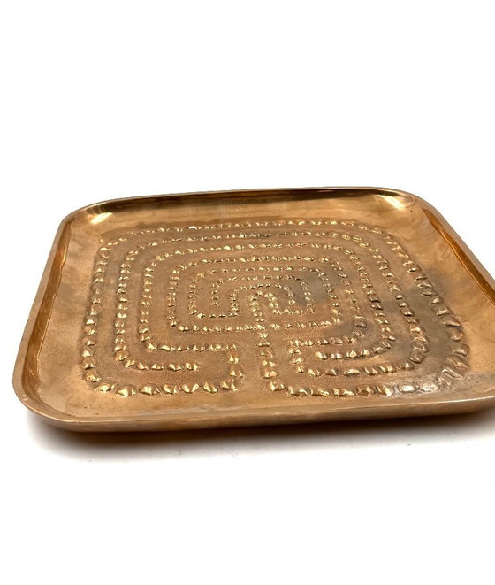 Image 1 of Plateau moderne en laiton massif / vide poche, Atelier Ventrella Italie années 1980