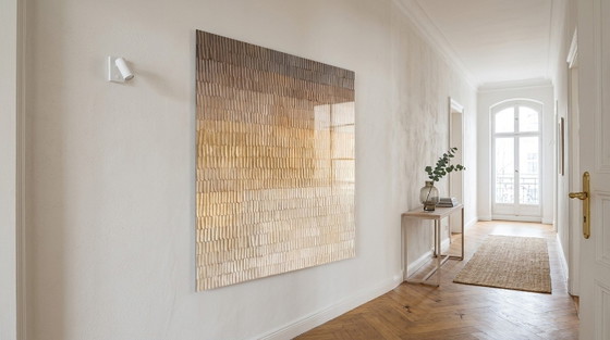 XXL-versie - Exclusief abstract kunstwerk van Wabi Sabi in beigetinten op 5 mm acrylglas, 150 x 150 cm (photo 3 of 6)