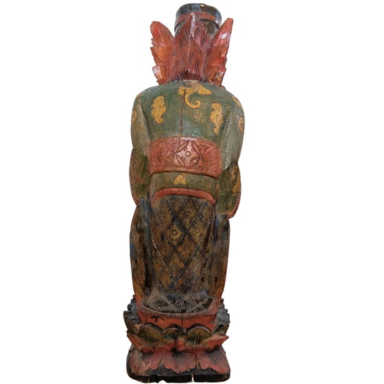 Vintage Balinese Houtsnijwerk – Rishi met Kamandalu – Polychroom – 52 cm – Beeldhouwkunst (photo 5 of 10)