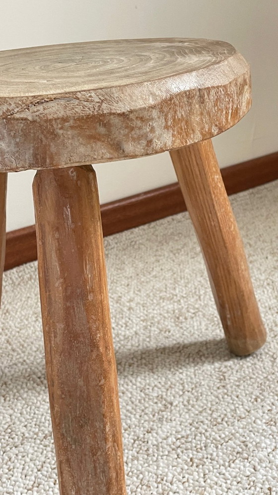 Image 1 of TABOURET Tripode BOIS Massif Vintage