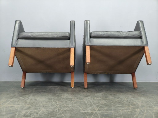 Paar leren loungestoelen van Børge Mogensen voor Fredericia, jaren 70