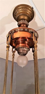 Image 1 of Vintage art deco copper wheel chandelier two tone copper 1900