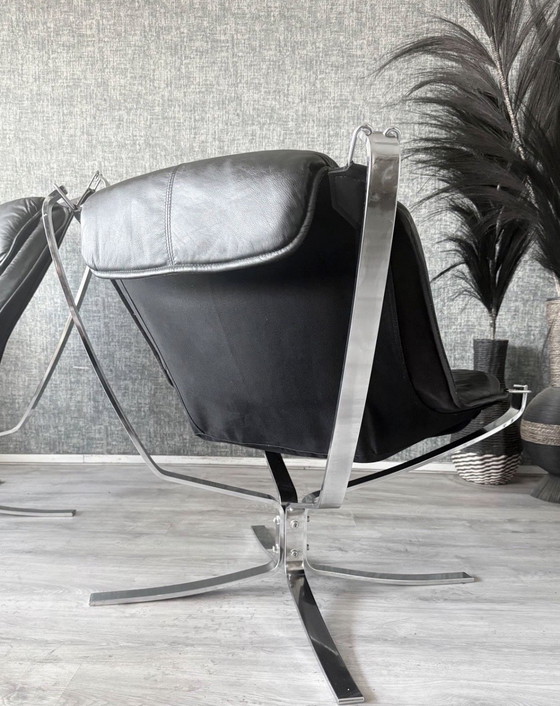 Image 1 of Vintage Falcon loungestoel – Sigurd Resell – Chroom