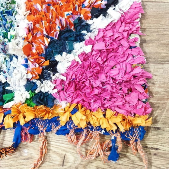 Image 1 of Boucherouite-Teppich, mehrfarbig – Recyceltes Textil, handgewebt, Boho-Chic (250×145 cm)
