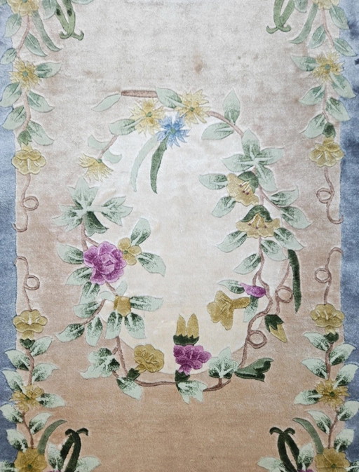 Handgeknoopt Oriental Zijde tapijt floral China NEW 93x152cm